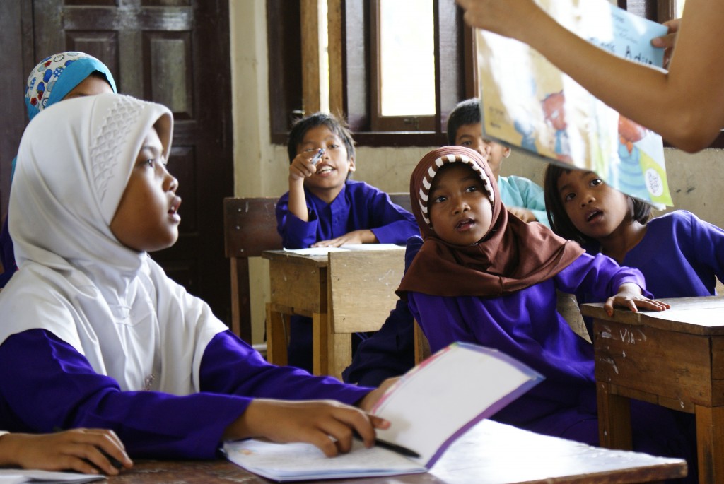 Students listening in class in RGE School