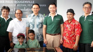Anderson Tanoto with Jakarta Governor, Basuki T. Purnama at the Opening Ceremony of Paud Bougenville.