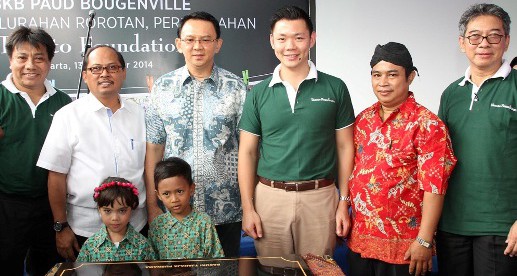 Anderson Tanoto with Jakarta Governor, Basuki T. Purnama at the Opening Ceremony of Paud Bougenville.